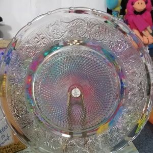 VINTAGE REAL CRYSTAL PLATE VERY HEAVY
